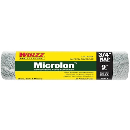 Work Tools 9 in Paint Roller Cover, 3/4" Nap, Microlon 73918